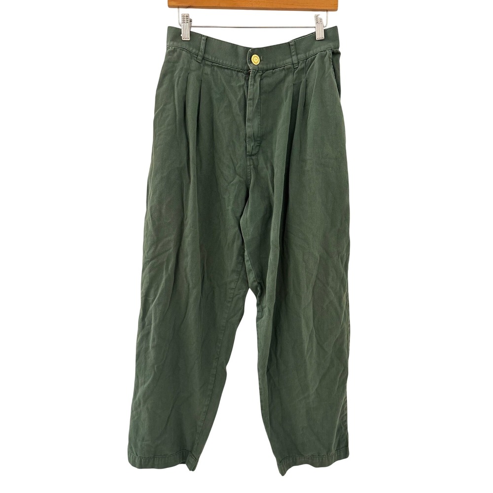 Big Bud Press Trousers Forest Green Pleated High Waisted Pants Medium Retro